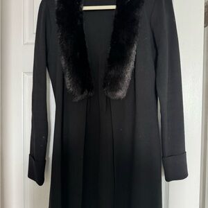 CAbi Black Jacket with Faux Fur Trim